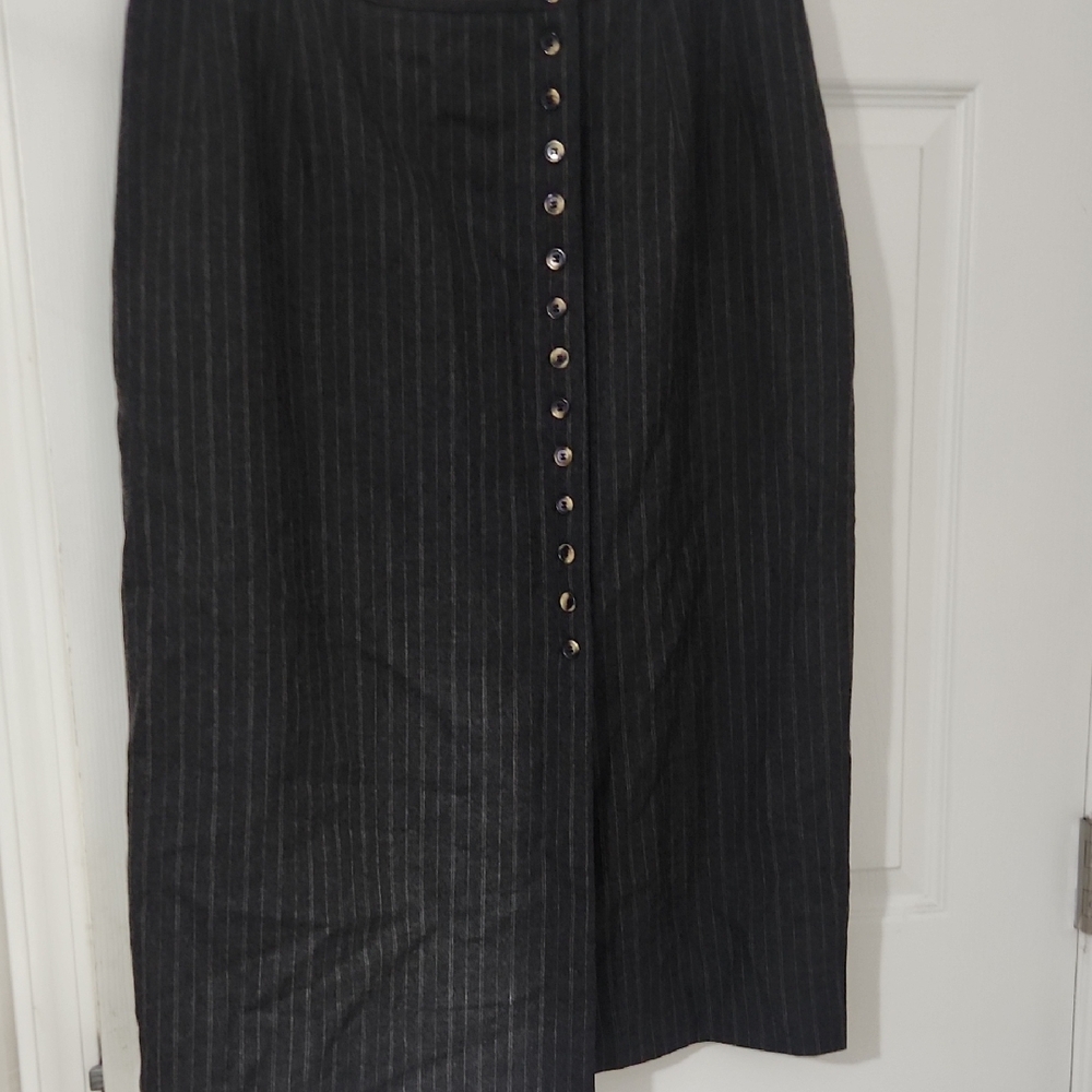 Harve Benard Charcoal Pinstripe Pencil Skirt